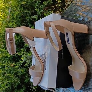 Nine West Beige Block Heel Sandals